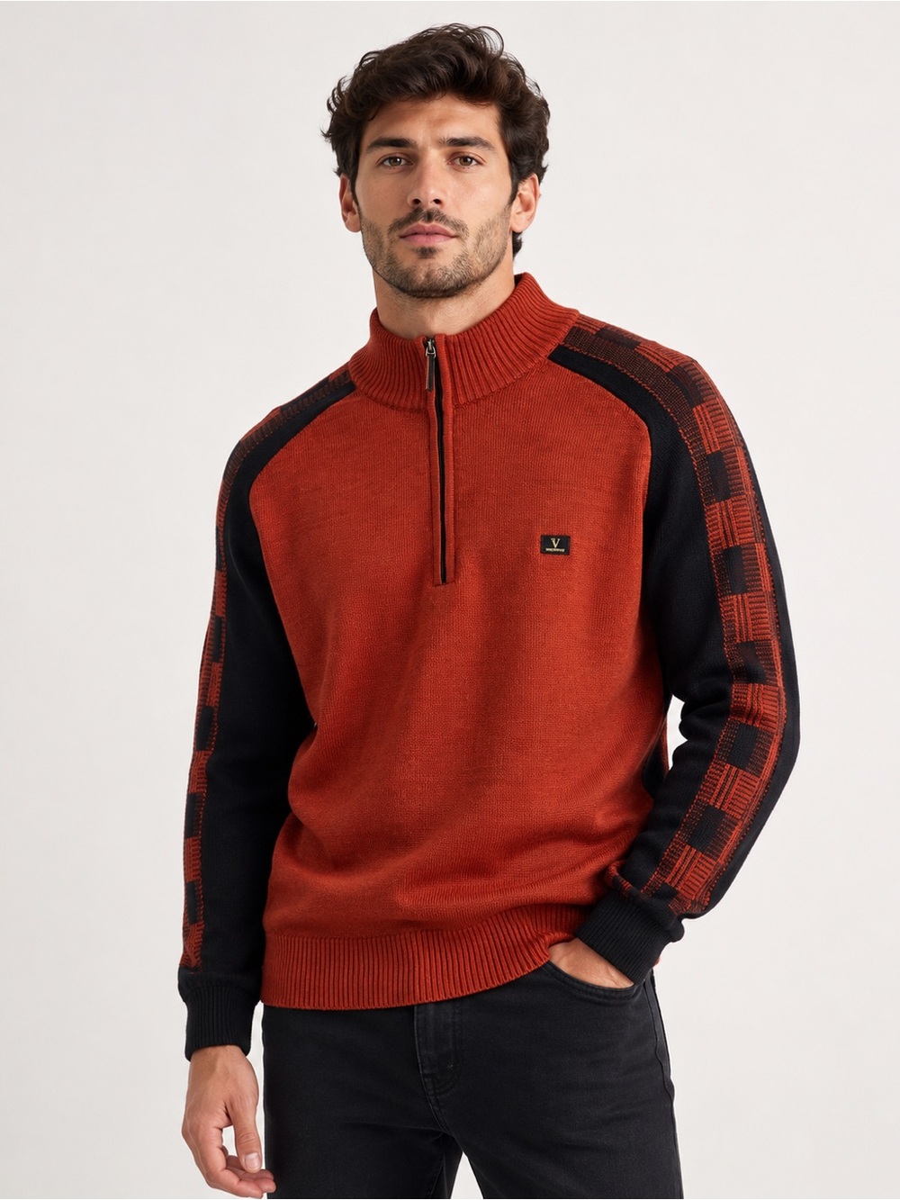 Men’s Rodolfo Vittorio Wool Cashmere Quarter-Zip Sweater Size Large